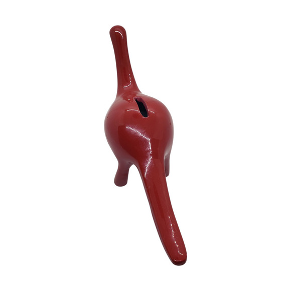 Red Metal Dinosaur Coin Bank Piggy Bank Brontosaurus Kids Decor RARE Vintage - Picture 2 of 9